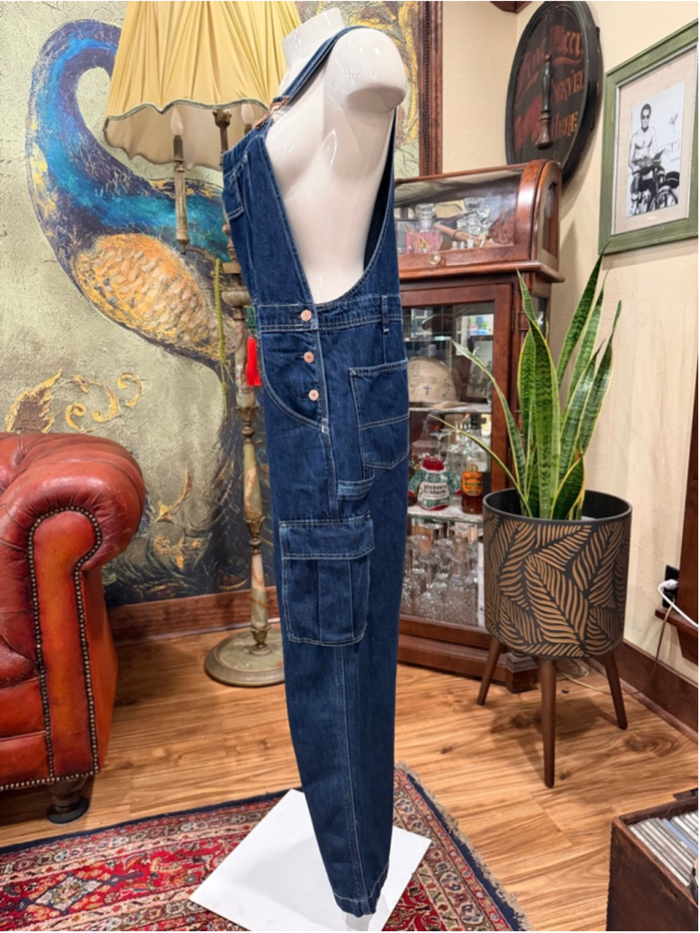 Gap Denim Carpenter Cargo Overalls Jumpsuit - Size S - Picture 3 of 12